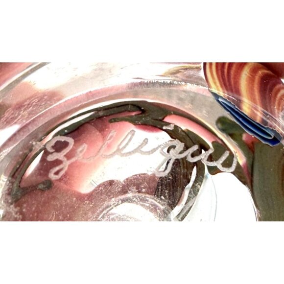 Handblown Zellique Signed Glass Perfume Bottle Stopper Pink Floral Painted 4"H - Picture 7 of 7